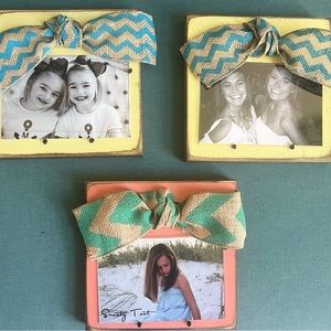 3 Snooty Toot frames Brand new Wood pastel rustic painted 7” x 7” x 3/4” So Cute